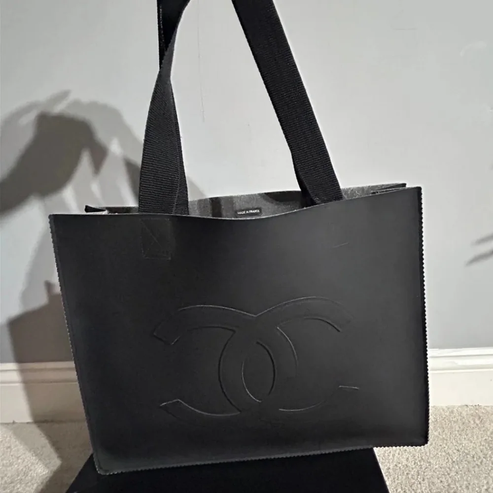 CHANEL Cocomark Tote Bag Large Shoulder Rubber Black